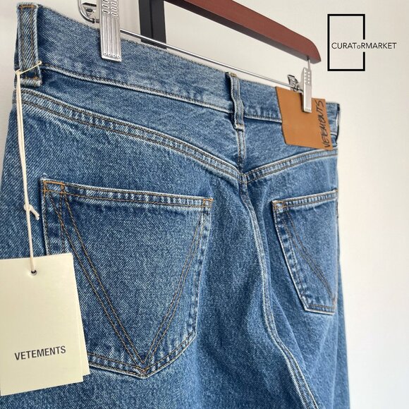 Vetements: GRAIL Medium 42cm CENSORED Embroidered Coin Button Jean FW20 - Picture 7 of 16